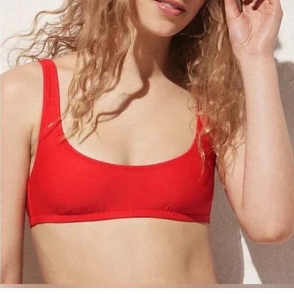J. CREW Heritage Scoop Neck Bikini Top Vintage Red *NEW*